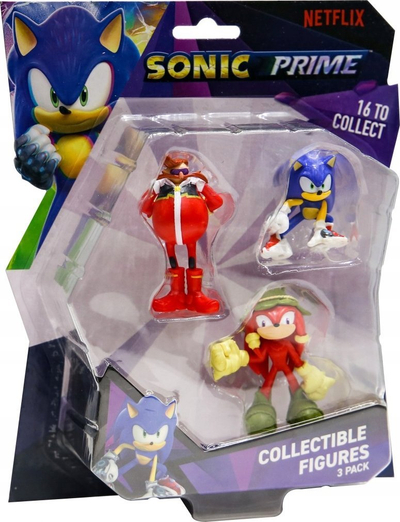Figurina koleksionuese Sonic Prime Netflix, set me 3 figura, modele të përziera, shumëngjyrëshe