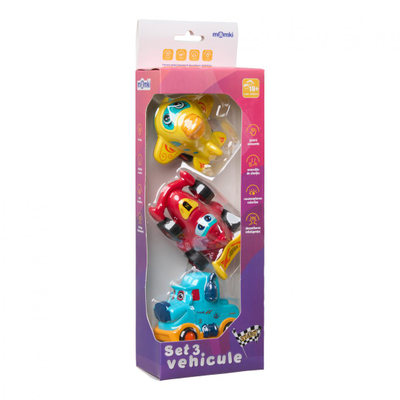 Set lodrash MOMKI, 3 vetura me inercion, modele të ndryshme, shumëngjyrëshe