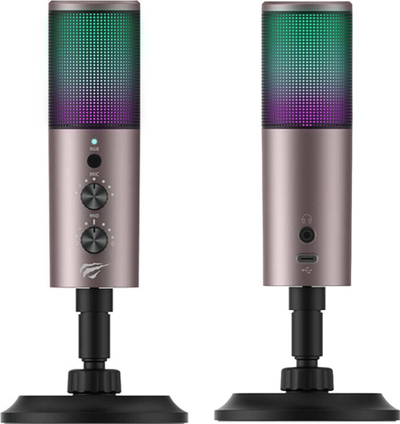 Mikrofon gaming Havit GK61 RGB, USB, për PC, gri