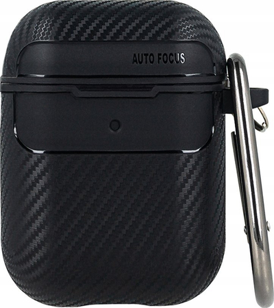 Mbulesë kufjesh OEM Carbon për AirPods Pro, karabinë metalike, model karboni, e zezë