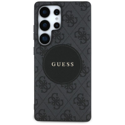 Mbrojtëse telefoni Guess 4G Round Patch MagSafe, për Samsung Galaxy S25 Ultra, e zezë