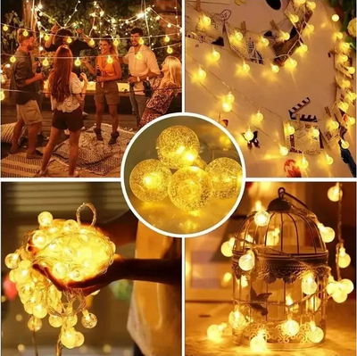 Drita dekorative RoGer Bulb String Lights, 100 LED, 10m, dritë e bardhë e ngrohtë