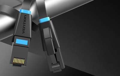 Kabllo rrjeti Vention Flat Cat.6 UTP, 40m, RJ45, e zezë