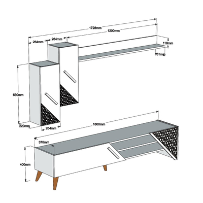 Set mobilie për TV 180x37x40cm (HM9514.01)