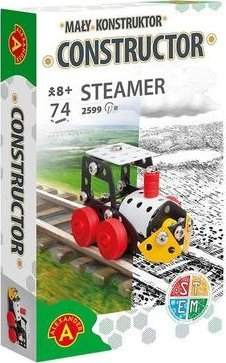Lodër konstruktore Constructor Steamer, tren lokomotivë metalike, për montim