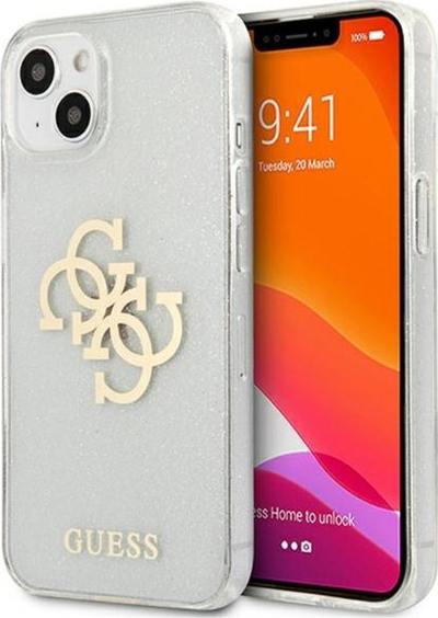 Këllëf telefoni Guess Hard Cover Big 4G, TPU, me shkëlqim, transparent për iPhone 13 Mini