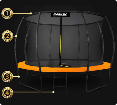 Trampolinë për kopsht Neo Sport, 180 x 374 cm, portokalli