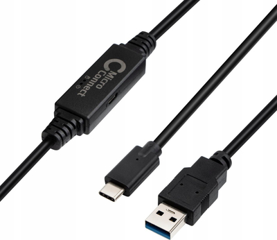 Kabllo USB aktive Microconnect USB3.1CA5AMP, USB A në USB C, 5 Gbps, 5m, e zezë