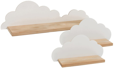 Rafte muri për fëmijë Little Tikes Cloud, set 3 copë, dru, të bardha