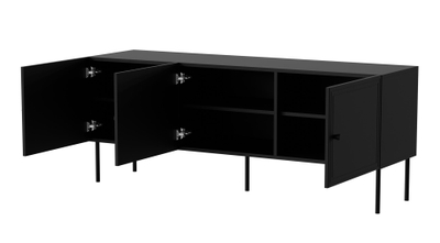 Komodë Cama Meble Palazzo RTV, 151x40x60 cm, 3 rafte, e zezë mat