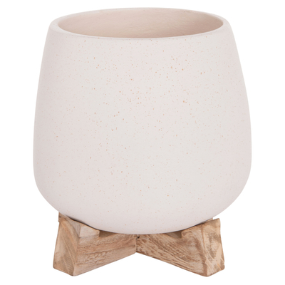 Vazo dekorative FRELLO HM4674.02S, fiber cement, 14.5x14.5x16 cm, e bardhë
