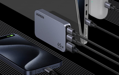 Karikues udhëtimi Ugreen Nexode Pro 65W GaN, 2x USB C, 1x USB A, i bardhë