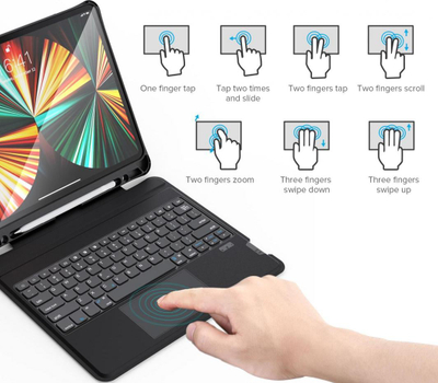 Tastierë Bluetooth CHOETECH BH-015, me touchpad, me ndriçim, për iPad Pro 12.9", e zezë