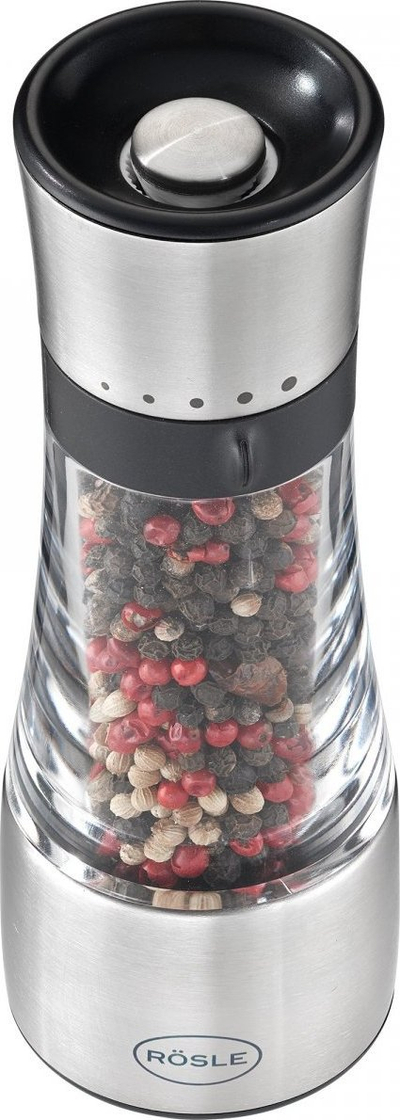 Mulli për erëza Rosle, 7.1", çelik inox dhe akrilik, i argjendtë