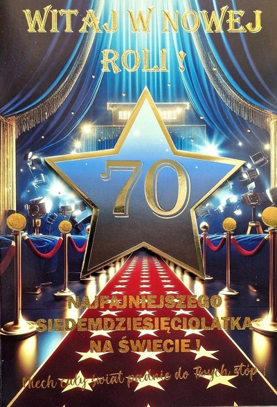 Kartolinë urimi Yeku Birthday Card 70, set kartolinë dhe letër, shumëngjyrëshe