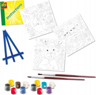 Set pikture me numra SES Creative Pets, 3 kanavaca, me bojra, shumngjyrësh