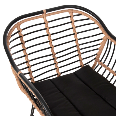 Karrige lounge për jashtë Allegra HM5663.11, metal dhe ratan, 58x59x81cm, bezhë e zezë