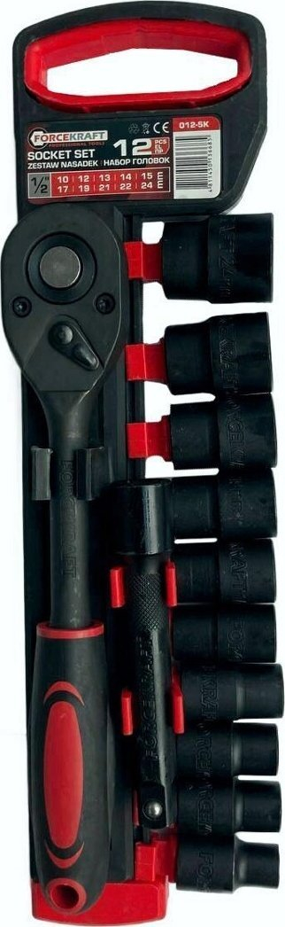 Set çelësash dops FORCEKRAFT 1/2", 12 copa 10-24mm, metalik