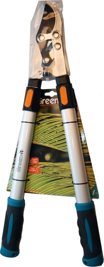 Gërshërë kopshti Greenit Power Shears, prerës anësor, dorezë teleskopike, gri me të zezë