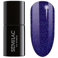 Llak gjeli UV Semilac 087 Glitter Indigo, hibrid, 7ml, blu me shkëlqim