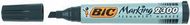 Marker permanent BIC Marking 2300, majë e pjerrët, set 12 copë, i zi