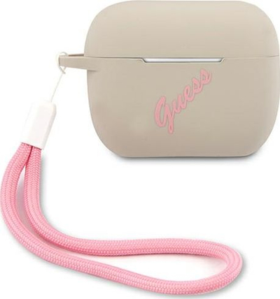 Kuti mbrojtëse Guess Vintage për AirPods Pro, rozë/ e hirtë