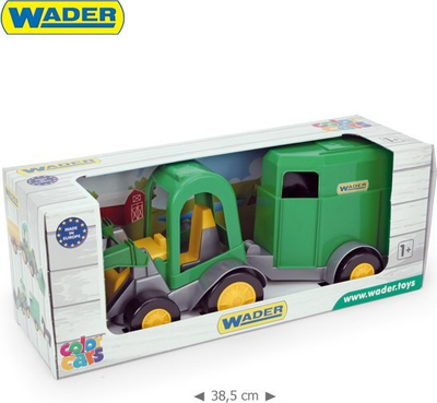 Set lodrash ferme Wader Farmer Buggy Car, traktor me rimorkio për kalë, plastik, me ngjyra