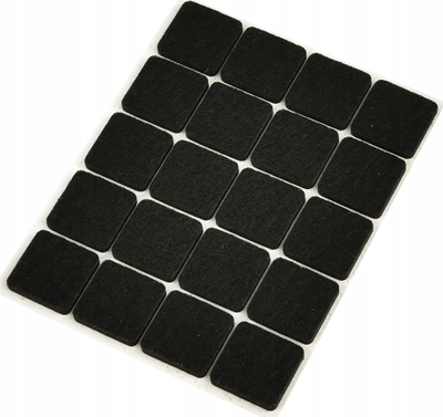 Jastëkë filci për mobilje, 20 copë, 20x20mm, të zinj