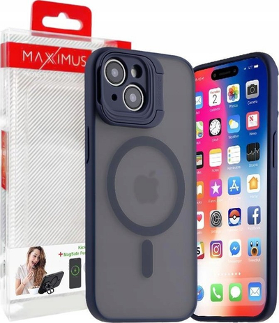 Mbulesë telefoni MX Kickstand MagSafe për iPhone 15 Plus 6.7", me këmbëz, blu