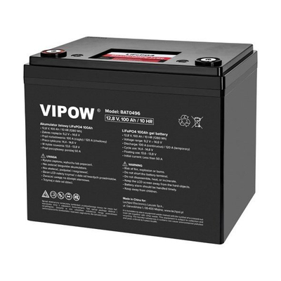 Bateri LiFePO4 Vipow BAT0496, 12.8V, 100Ah, e zezë