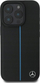 Kapak telefoni Mercedes Blue Line Leather, MagSafe, për iPhone 16 Pro, i zi