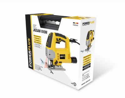 Вертикална електрична пила POWERPLUS Jigsaw, 810W, ласер, жолта