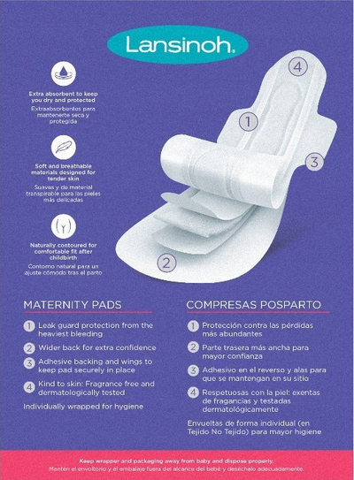 Постпородилни влошки Lansinoh Maternity Pads 0-2 Weeks, 10 парчиња, за породилка