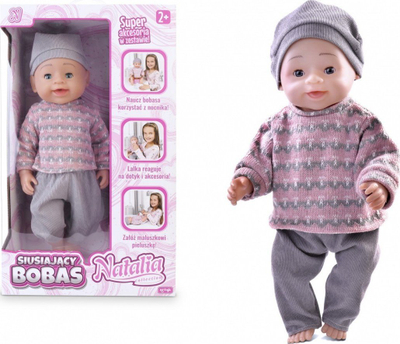 Kukull bebe Artyk Natalia, interaktive, 43 cm, që pikon