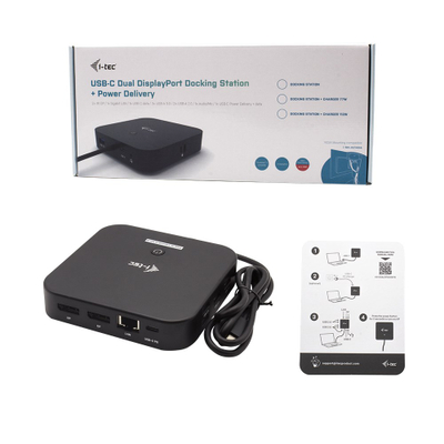 Stacion docking USB-C i-tec, me dy ekrane, 100W karikim Power Delivery, i zi