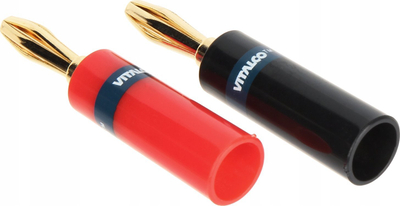 Двојна банана приклучница Vitalco BAN-PLUG-V1, до 4 mm, позлатени контакти, црвена и црна