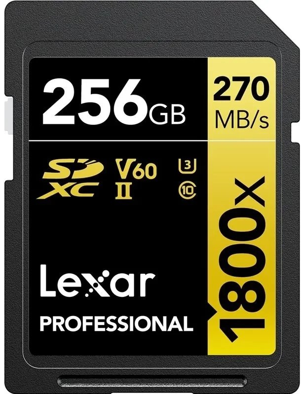 Kartë SD Lexar Professional 1800x SDXC, 256GB, UHS-II, Gold