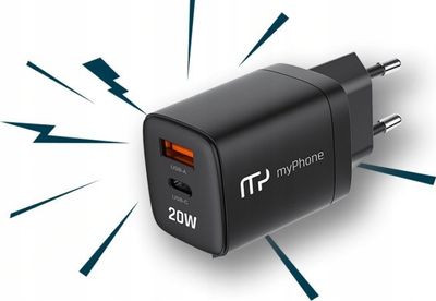Karikues muri MyPhone Swiftcharge Duo, 20W, USB C PD dhe USB A, i bardhë