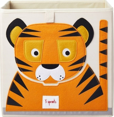 Kuti lodrash 3 Sprouts Tiger, pëlhurë palosëse, kub magazinimi, bezhë