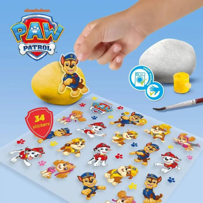 Set kreativ pikturimi SES Paw Patrol Paint Stones, 5 gurë, 34 ngjitëse, shumëngjyrësh