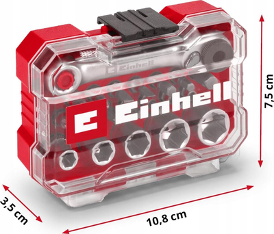Set çelësa me biti Einhell, 21 pjesë, me racë 1/4", në kuti të vogël kompakte