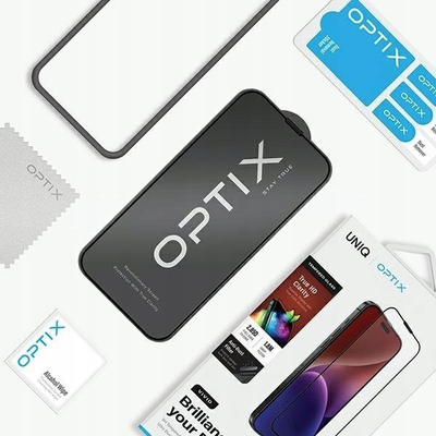 Xham mbrojtës Uniq Optix Vivid për iPhone 15 6.1" 14 Pro 6.1", xham i temperum, transparent, me aplikues