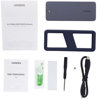 Kuti e jashtme SSD Ugreen CM777, NVMe SATA, USB C 20Gbps, ngjyrë argjendi