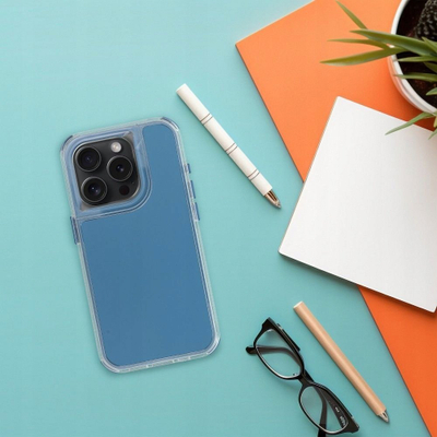 Këllëf telefoni Matrix për iPhone 14, me kornizë të tejdukshme, mbron nga goditjet, blu