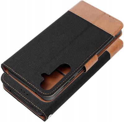 Kapuçine libër GreenGo OEM Jeans për Xiaomi Redmi Note 14 Pro 4G, me xhepa për karta, e zezë
