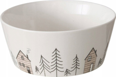 Enë qeramike Boltze Home Homewood, 500 ml, Ø 15 cm, gri me bredh dimri