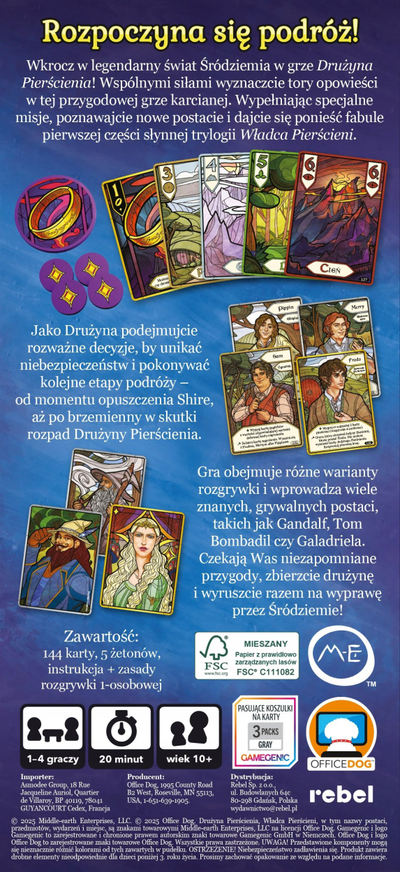 Lojë tavoline Rebel Lord of the Rings The Fellowship of the Ring 29590, bashkëpunuese, me letra