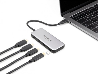 Hub USB Type-C Delock, 4x USB Type-C, 10 Gbps, argjendt