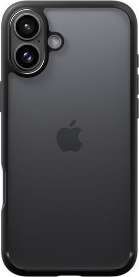 Mbulesë telefoni Spigen Ultra Hybrid për iPhone 16, transparente, kornizë matte e zezë