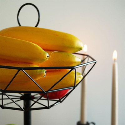 Shportë metali për fruta dhe perime Vilde, 2 nivele, 43 cm, e zezë
